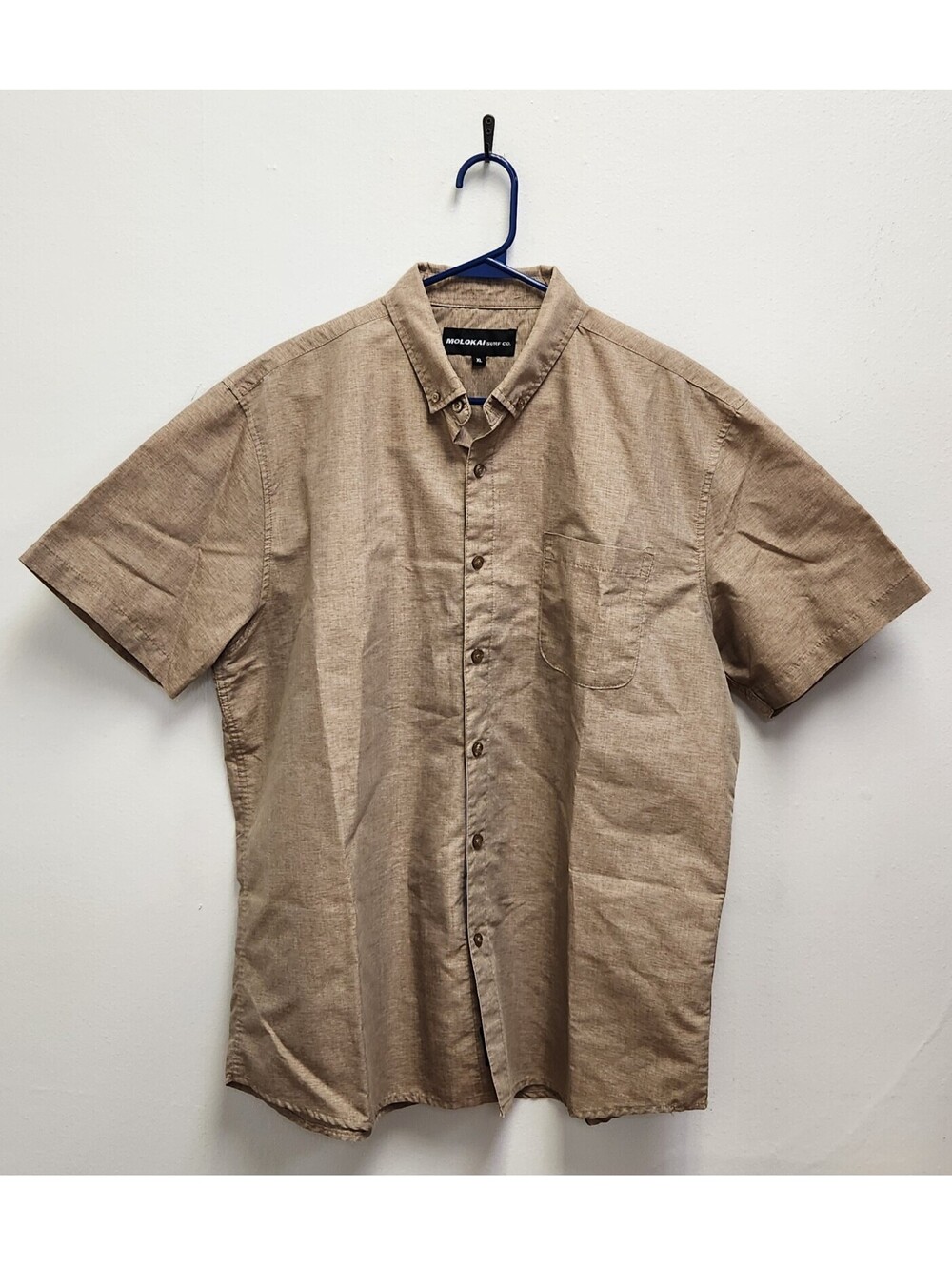 Molokai Surf Co. Men's Brown Short Sleeve Button Down Shirt Size XL Textured